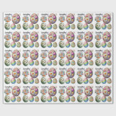 Papier Cadeau Colorful Easter Eggs Pattern Custom Name (Plat)