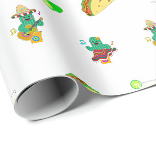Papier Cadeau Colorful Festive Cinco de Mayo 2025 Dancing Cactus
