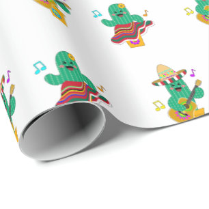 Papier Cadeau Colorful Festive Cinco de Mayo 2025 Dancing Cactus