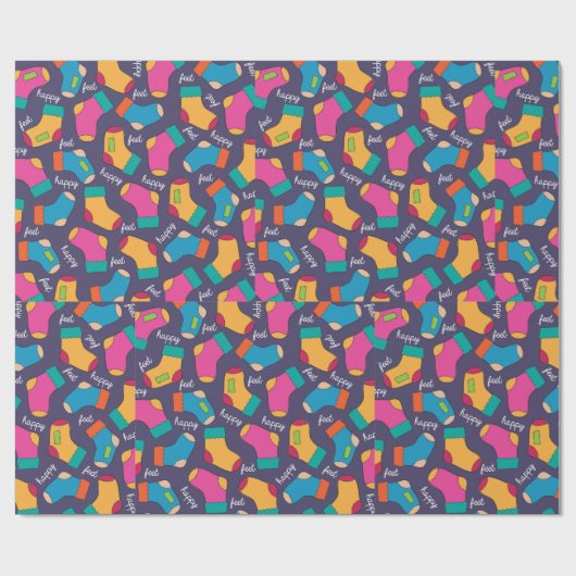 Papier Cadeau Colorful Happy Feet Socks Pattern (Plat)