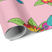 Papier Cadeau Colorful Hummingbird on Hibiscus Tropical Flower (Coin rond)