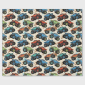 Papier Cadeau Colorful Monster Truck Pattern  (Plat)