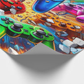 Papier Cadeau Colorful Neon Joysticks Pattern (Coin)