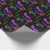 Papier Cadeau Colorful Party Masks Celebration Collage Black (Coin)