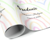 Papier Cadeau Colorful rainbow Boho graduation ajouter nom année (Coin rond)