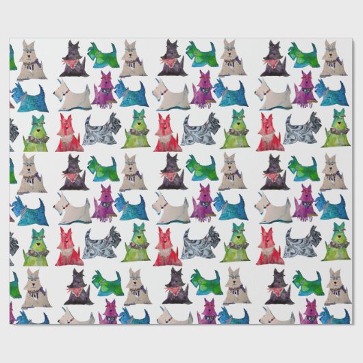Papier Cadeau Colorful Scottie Wrapping Paper (Plat)
