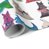 Papier Cadeau Colorful Scottie Wrapping Paper (Coin rond)