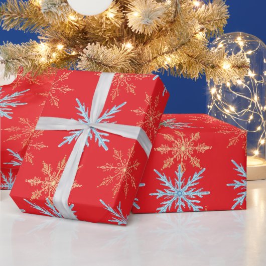 Papier Cadeau Colorful Snowflake Christmas Wrapping Paper - Red, (Vacances)