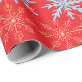 Papier Cadeau Colorful Snowflake Christmas Wrapping Paper - Red, (Coin rond)