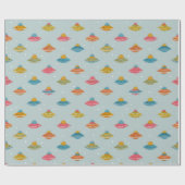 Papier Cadeau Colorful Spaceship Wrapping Paper (Plat)