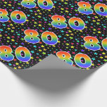 Papier Cadeau Colorful Stars   Rainbow Pattern "80" Event #<br><div class="desc">This exciting, fun, and vibrant wrapping paper design features a colorful pattern of star shapes, along with the number "80" featuring a multicolored rainbow spectre like gradient pattern, on a black colored background. Wrapping paper like this might be a fun way to wrap presents or gifts being given for somebody’s...</div>