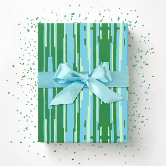 Papier Cadeau Colorstack Ikat en Vert et Aqua