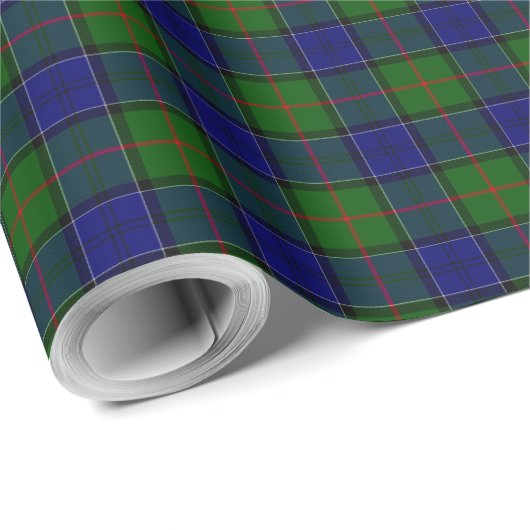 Papier Cadeau Colquhoun tartan bleu vert plaid (Coin rond)