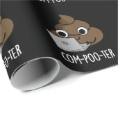Papier Cadeau Com-poo ter Funny Computer Poop Pun Poop Dark BG (Coin rond)