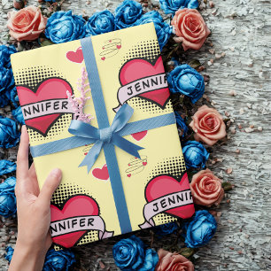 Papier Cadeau Comédie personnalisée style livre jaune cadeaux de