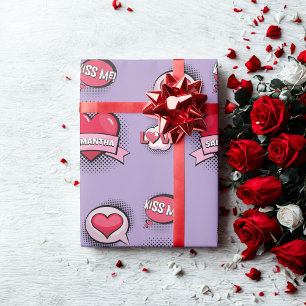 Papier Cadeau Comédie personnalisée style livre violet mignon ca