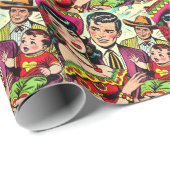 Papier Cadeau Comics vintage Family (Coin rond)