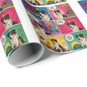 Papier Cadeau Comique Chien Paix Et Snacks (Coin rond)