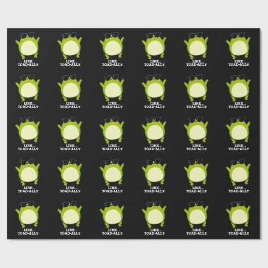 Papier Cadeau Comme Toad-ally Funny Toad Pun Dark BG (Plat)