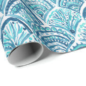 Papier Cadeau COMME un motif nautique d'échelles de poissons de (Coin rond)