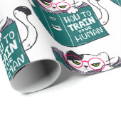 Papier Cadeau Comment former votre chat drôle humain avec lunett (Coin rond)