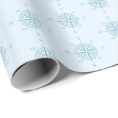 Papier Cadeau Compas de Blue Nautical Sailing (Coin rond)