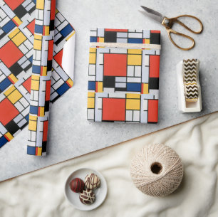 Papier Cadeau Composition Abstraite Vintage de Piet Mondrian