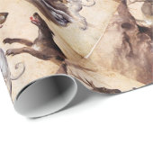 PAPIER CADEAU COMPOSITION AVEC DES ANIMAUX, CHEVAUX D'ÉLEVAGE, C (Coin rond)