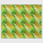 Papier Cadeau Composition avec néon vert et teintes dorées (Plat)