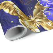 Papier Cadeau Composition avec papillons Sapphire (Coin rond)