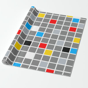 Papier Cadeau Composition de la mosaïque rétro minimale de Stijl
