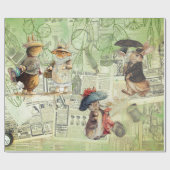 Papier Cadeau composition de lapin (Plat)