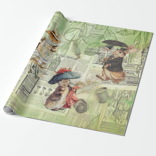 Papier Cadeau composition de lapin (Déroulé)