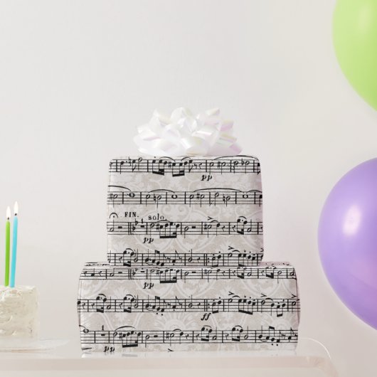 Papier Cadeau Composition De Musique Sur Damask (Cadeaux de fête)
