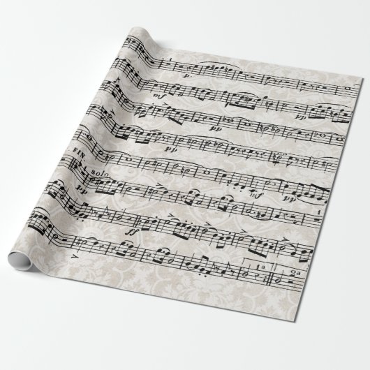 Papier Cadeau Composition De Musique Sur Damask (Déroulé)