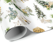 Papier Cadeau Composition de Noël à l'aquarelle bohème Félicitat (Coin rond)