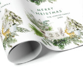 Papier Cadeau Composition de Noël à l'aquarelle bohème pour les  (Coin rond)