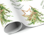 Papier Cadeau Composition de Noël à l'aquarelle bohème pour les  (Coin rond)