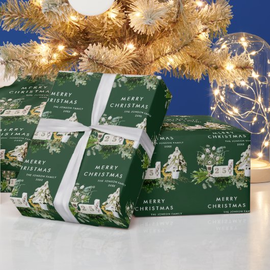 Papier Cadeau Composition de Noël aquarelle bohème de vacances (Vacances)