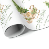 Papier Cadeau Composition élégante d'arbre de Noël bohème (Coin rond)