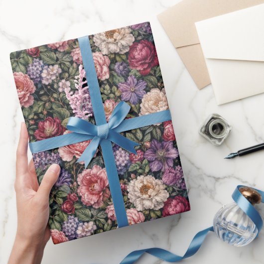 Papier Cadeau Composition florale botanique dense de luxe (Cadeaux)