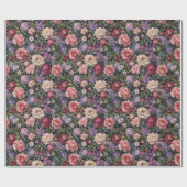 Papier Cadeau Composition florale botanique dense de luxe (Plat)