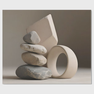 Papier Cadeau Composition zen de pierres empilées minimaliste en
