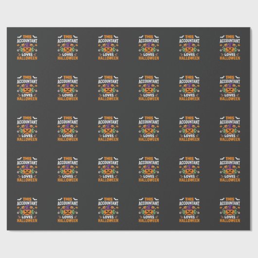 Papier Cadeau Comptable Aime Halloween Citrouille Comptable Desi (Plat)