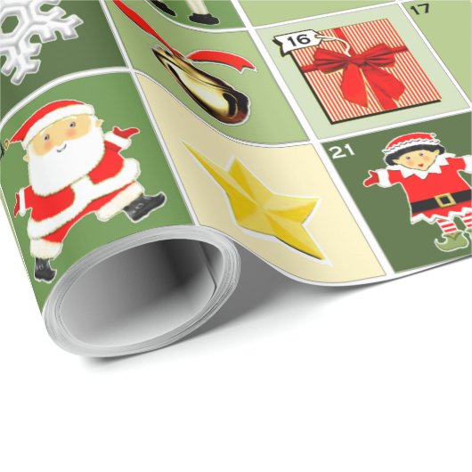 Papier Cadeau Compte à rebours de Noël créatif (Coin rond)
