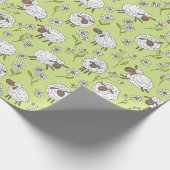 Papier Cadeau Compter les moutons sur le vert de rosée miel (Coin)