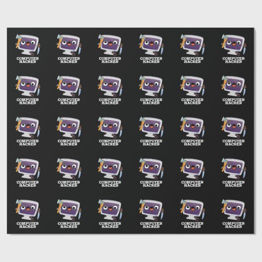 Papier Cadeau Computer Hacker Funny Technology Pun Dark BG (Plat)