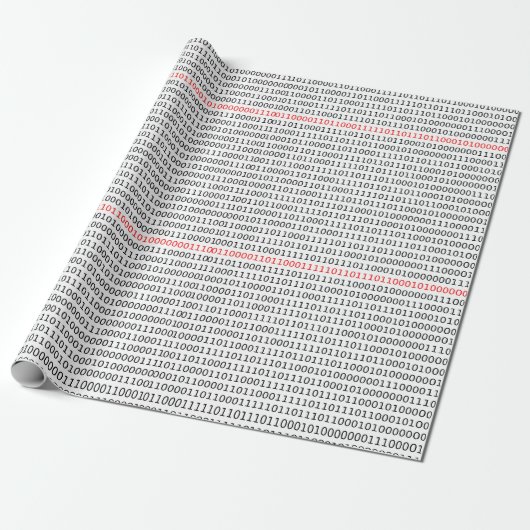 Papier Cadeau Computer Science Binary (noir et rouge) (Déroulé)