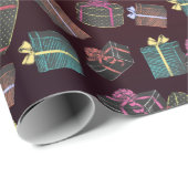 Papier Cadeau con dibujo de cajas de regalos (Coin rond)