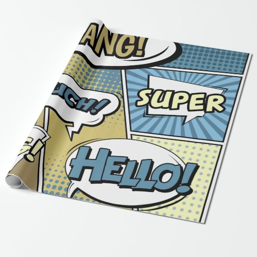 Papier Cadeau concept créatif Abstrait comic pop art style blan (Déroulé)